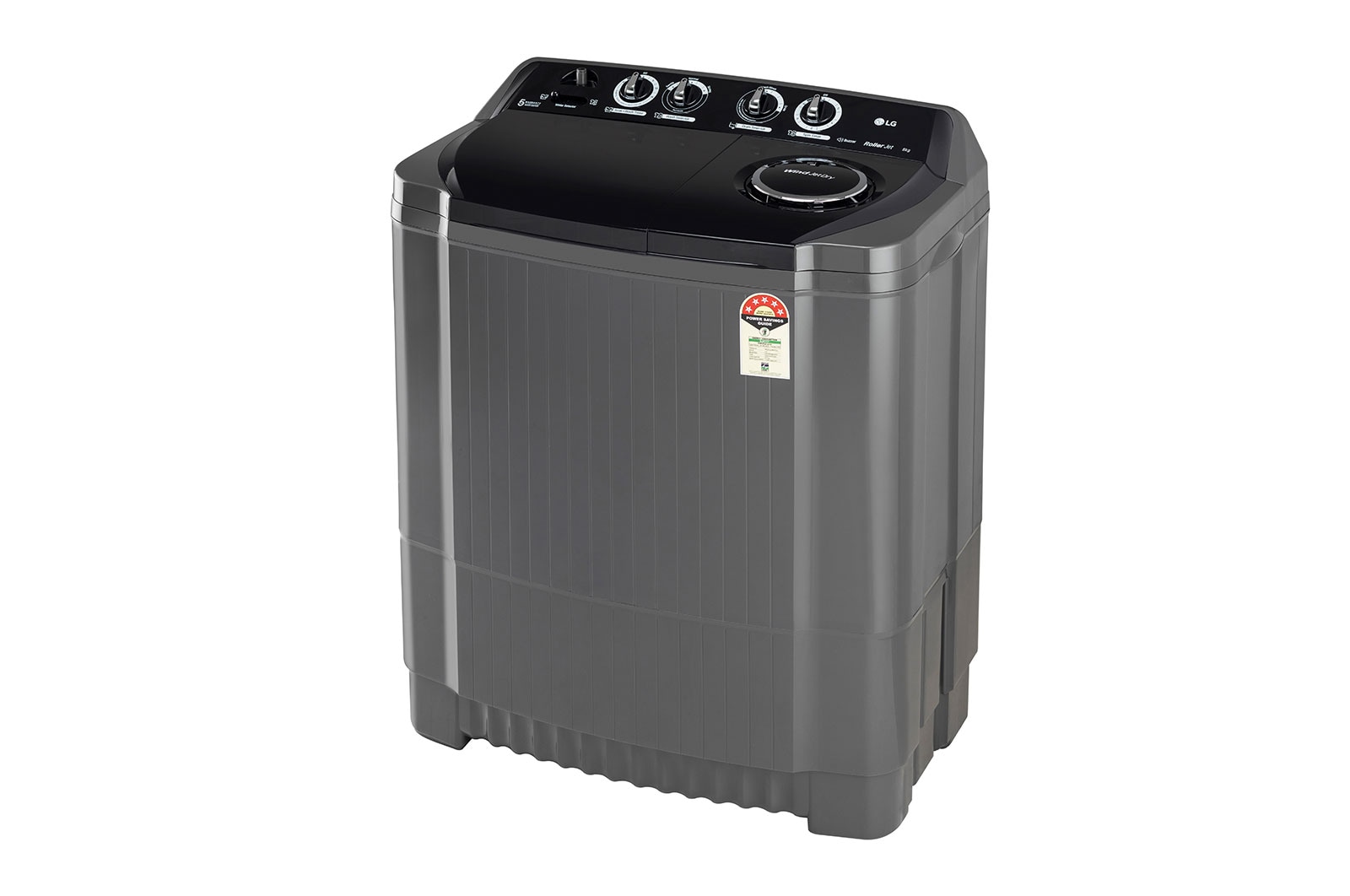 LG 8Kg, Semi Automatic Top Load Washing Machine, Roller Jet Pulsator + Soak, Middle Black , P8035SKAZ